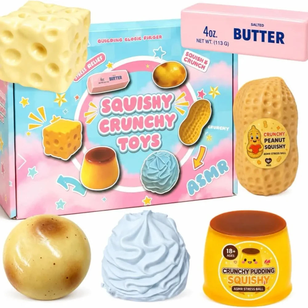 Fun Crunchy Squishy Stress Relief Set, Sensory Fidget Toys