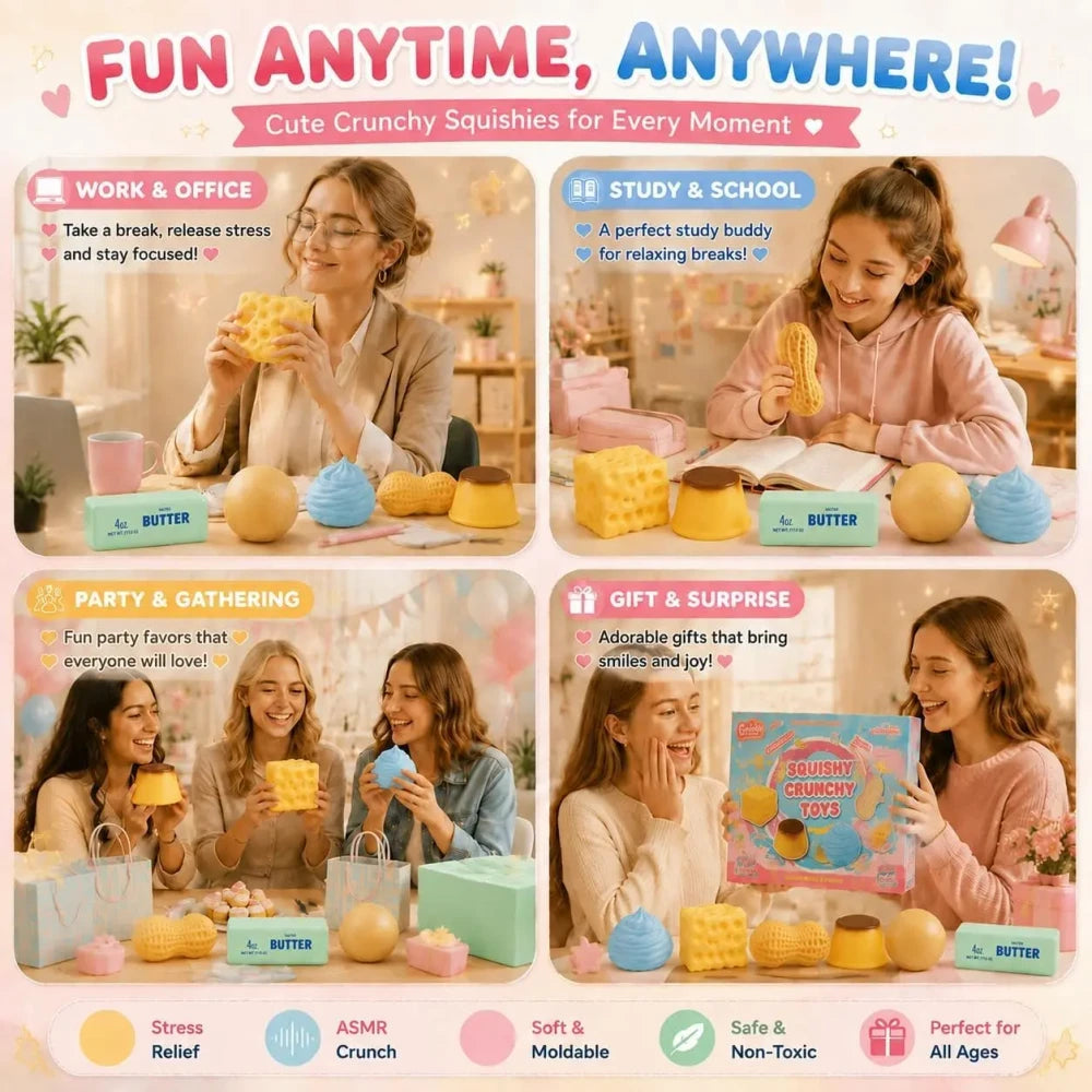 Fun Crunchy Squishy Stress Relief Set, Sensory Fidget Toys