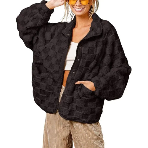 Chouyatou Plaid Sherpa Button Jacket