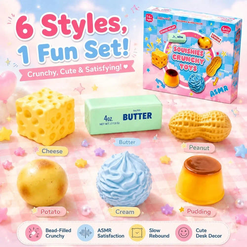 Fun Crunchy Squishy Stress Relief Set, Sensory Fidget Toys